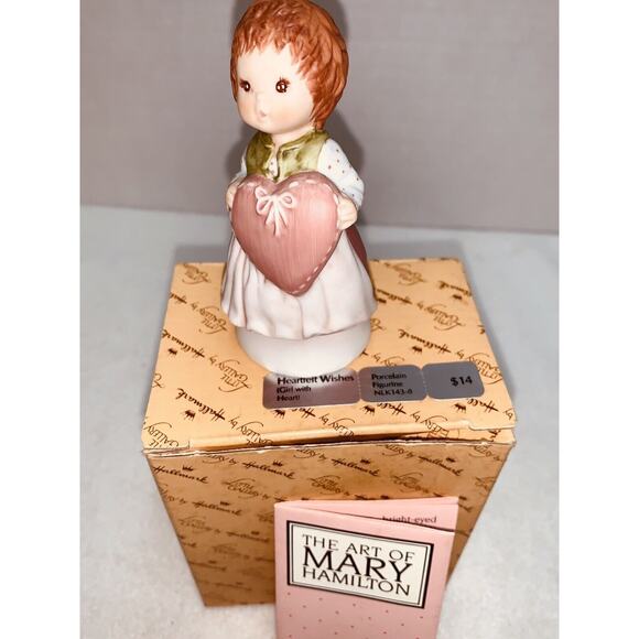 Hallmark 1983 Girl With Heart Heartfelt Wishes Porcelain Figurine Mary Hamilton - Picture 2 of 14